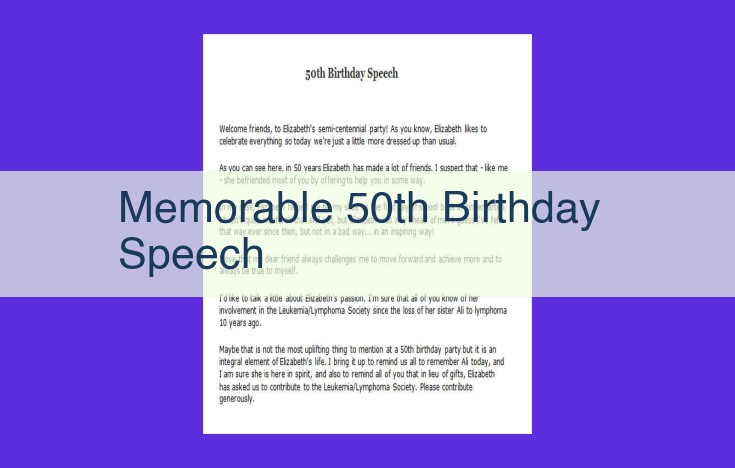 Craft an Unforgettable 50th Birthday Speech: Highlight Memories, Celebrate Achievements, Inspire with Life Lessons